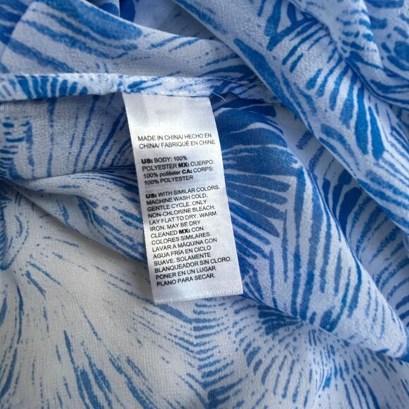 Chico's Womens Blue Shell Print Embellished V-Neck 3/4 Sleeve Tunic Top Size 0 - Picture 4 of 7